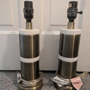 Set of 2 bronze/marble lamps